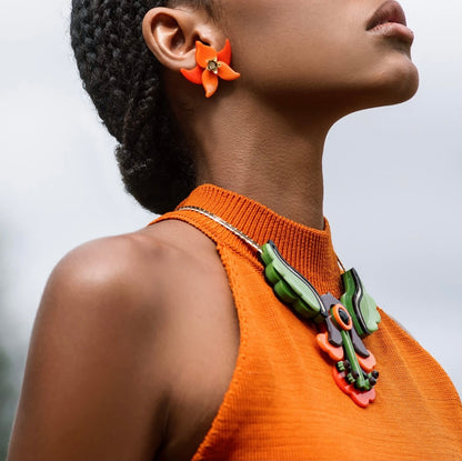 Handmade Acrylic Necklace Flamboyant Living Coral - Neena Jewellery 