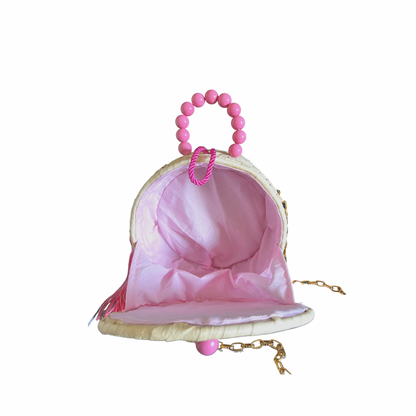 Babi Straw Bag Round - Pink - Neena Jewellery 