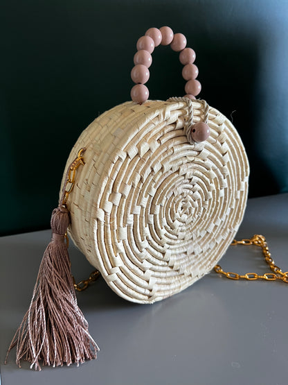 Babi Straw Bag Round - Nude - Neena Jewellery 